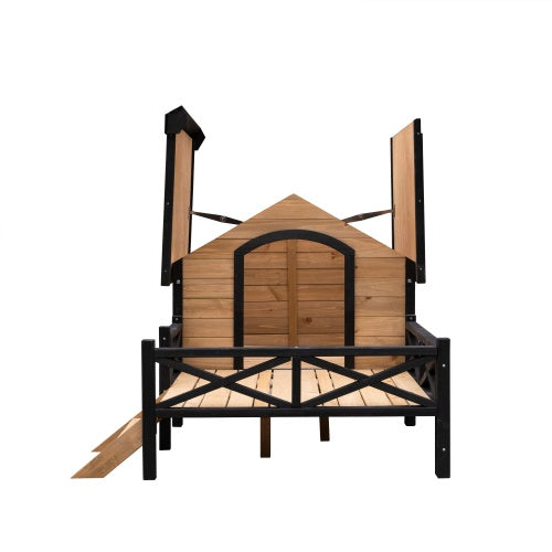 Outdoor Large Cabin-Style Wooden Kennel with Porch – Ultimate Comfort for Your Pet!