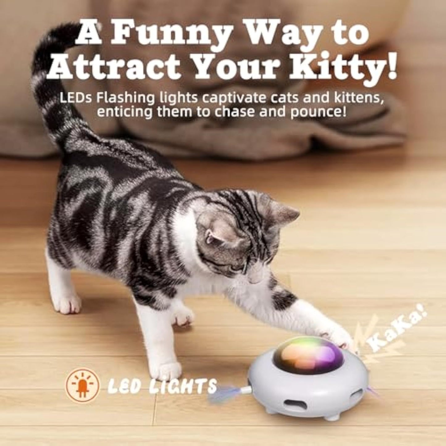 Automatic Kitten Toy Moving Feather Kicker Exercise Hair Removal Toy