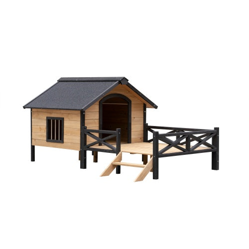 Outdoor Large Cabin-Style Wooden Kennel with Porch – Ultimate Comfort for Your Pet!