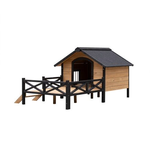 Outdoor Large Cabin-Style Wooden Kennel with Porch – Ultimate Comfort for Your Pet!