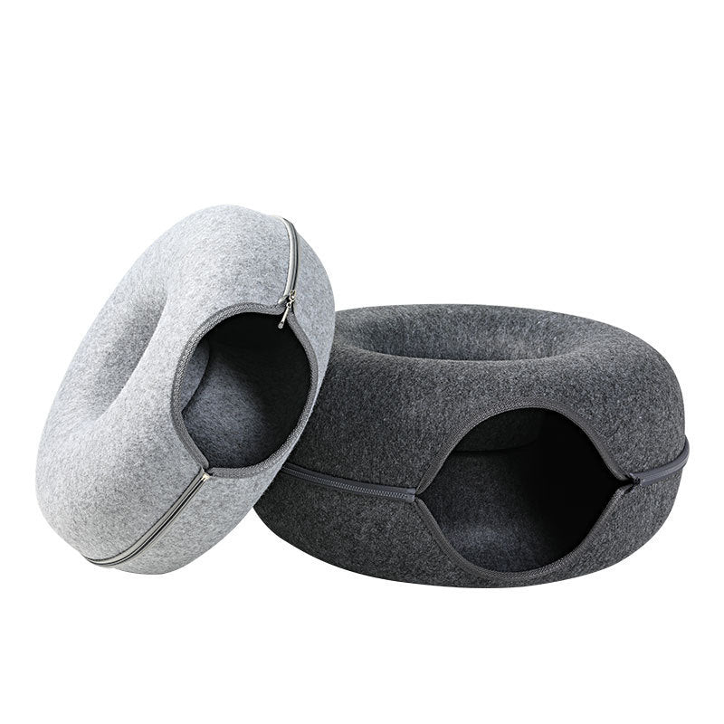 Cat Felt Tunnel Nest – Cozy, Fun, & Washable!