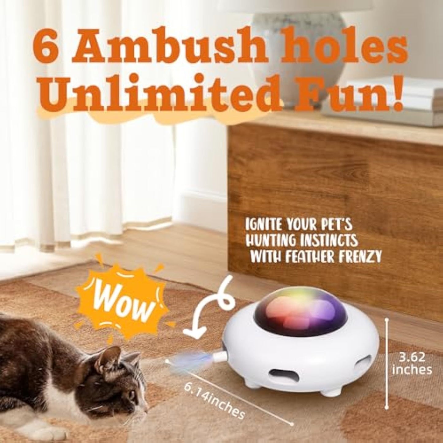 Automatic Kitten Toy Moving Feather Kicker Exercise Hair Removal Toy