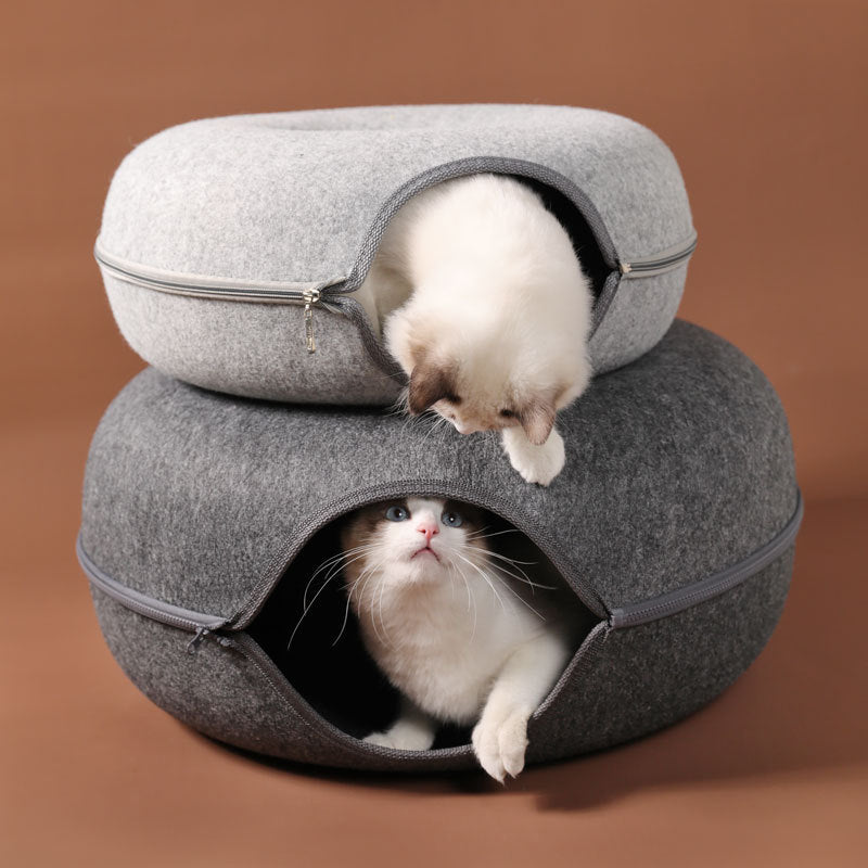 Cat Felt Tunnel Nest – Cozy, Fun, & Washable!