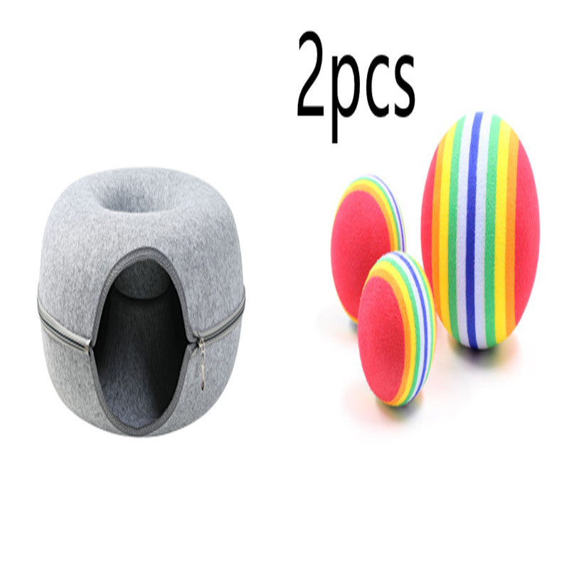 Cat Felt Tunnel Nest – Cozy, Fun, & Washable!