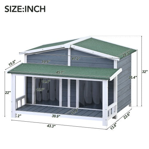 GO 47.2" Large Wooden Dog House – The Perfect Outdoor & Indoor Retreat!