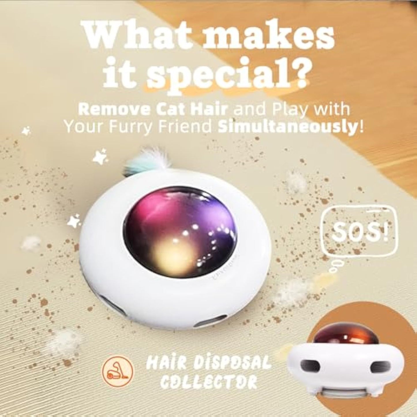 Automatic Kitten Toy Moving Feather Kicker Exercise Hair Removal Toy