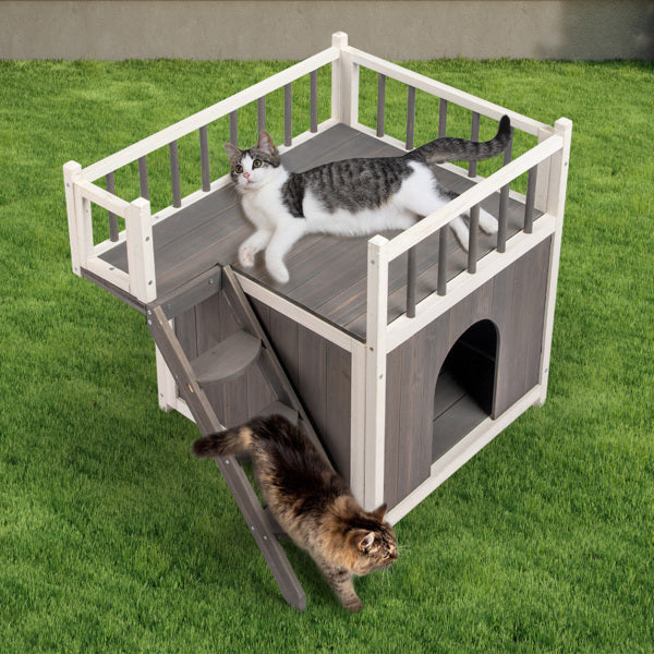 2-Story Wooden Feral Cat House – A Cozy Haven for Your Feline Friends!