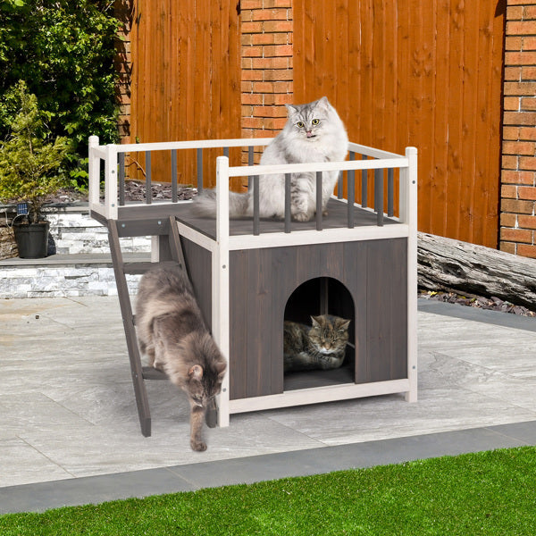 2-Story Wooden Feral Cat House – A Cozy Haven for Your Feline Friends!