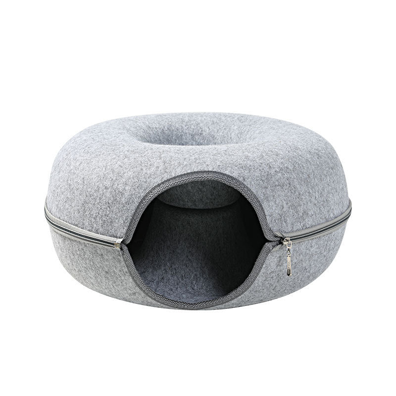 Cat Felt Tunnel Nest – Cozy, Fun, & Washable!
