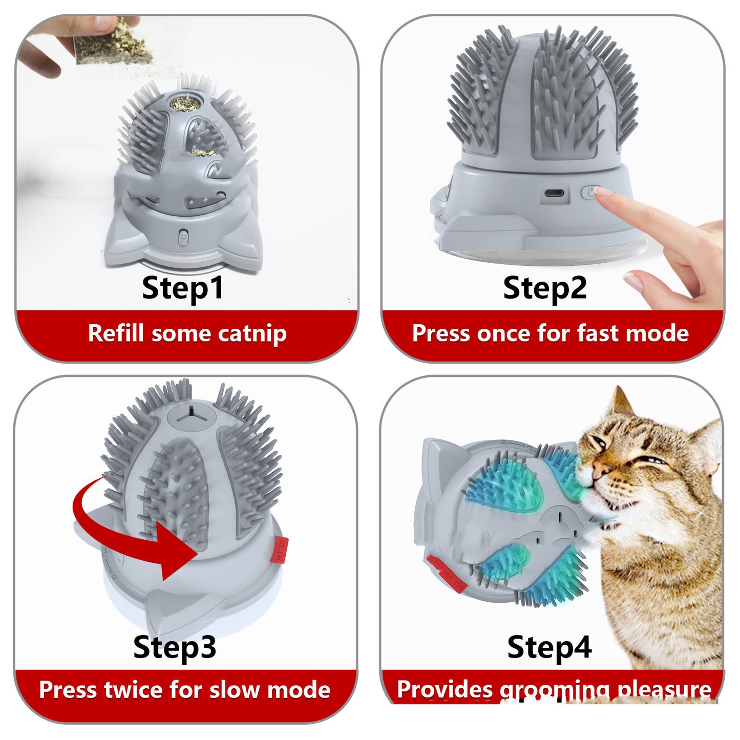 Electric Pets Cat Brush LED Toy Massager