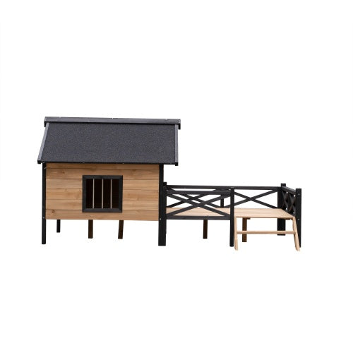 Outdoor Large Cabin-Style Wooden Kennel with Porch – Ultimate Comfort for Your Pet!