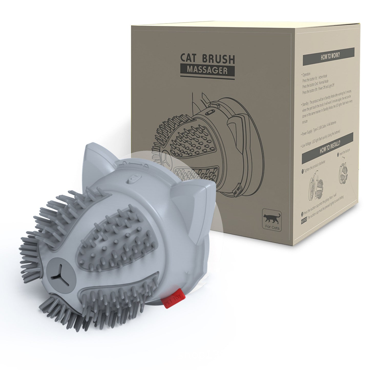 Electric Pets Cat Brush LED Toy Massager