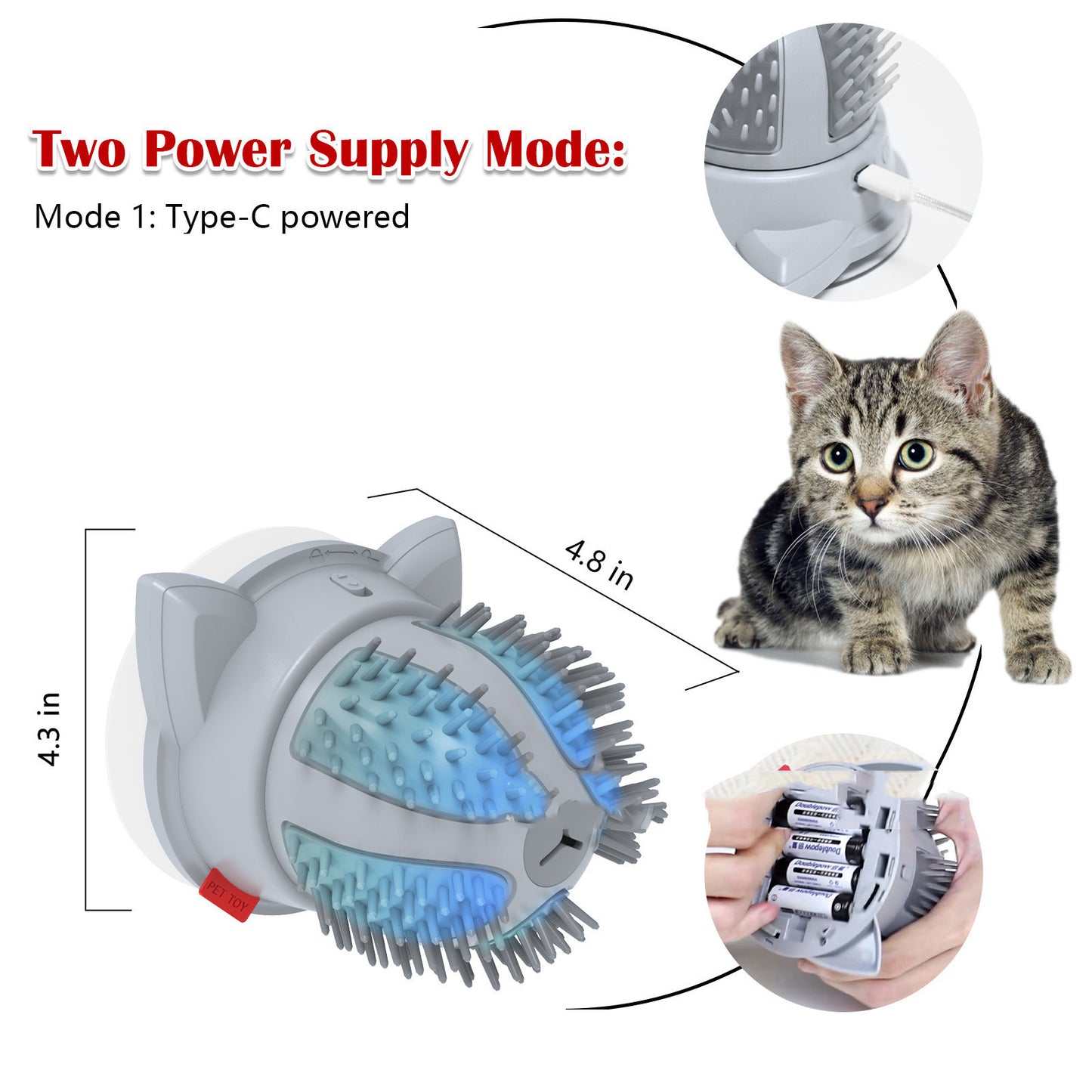 Electric Pets Cat Brush LED Toy Massager