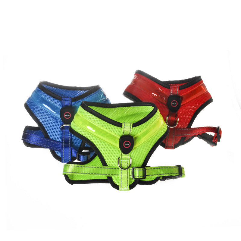 LED USB Rechargeable Dog Harness – Safety Night Glow Chest Strap