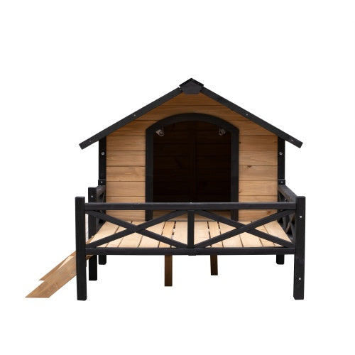 Outdoor Large Cabin-Style Wooden Kennel with Porch – Ultimate Comfort for Your Pet!