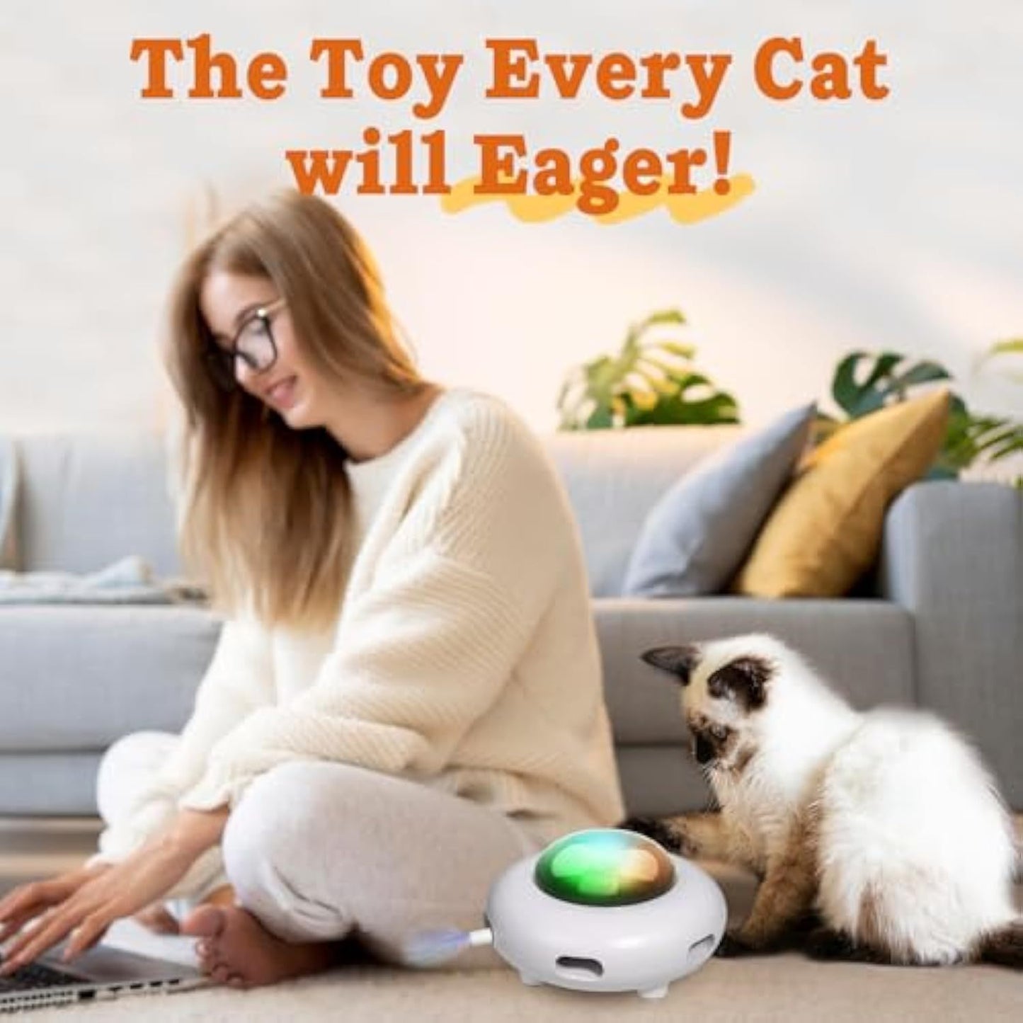 Automatic Kitten Toy Moving Feather Kicker Exercise Hair Removal Toy