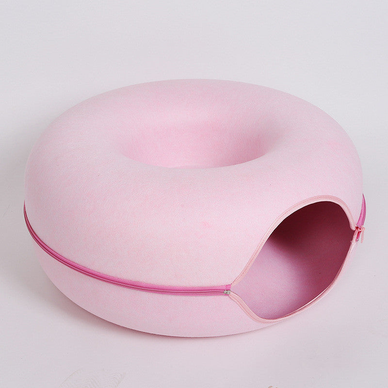 Cat Felt Tunnel Nest – Cozy, Fun, & Washable!
