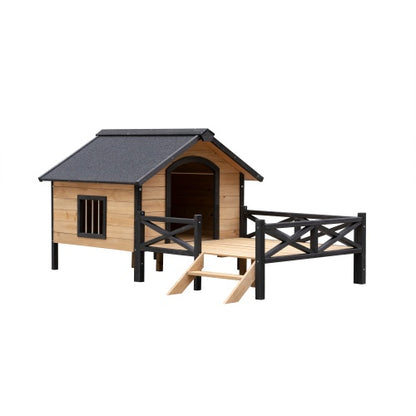 Outdoor Large Cabin-Style Wooden Kennel with Porch – Ultimate Comfort for Your Pet!