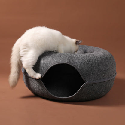 Cat Felt Tunnel Nest – Cozy, Fun, & Washable!