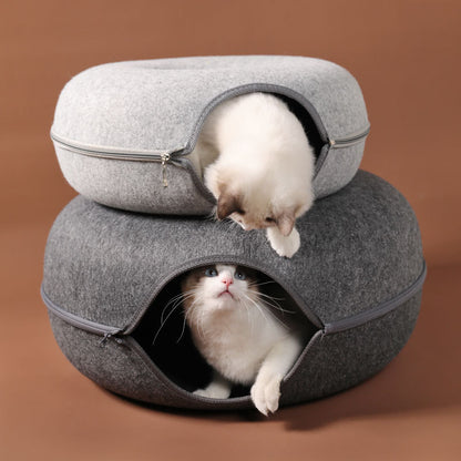 Cat Felt Tunnel Nest – Cozy, Fun, & Washable!