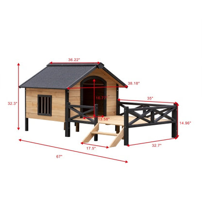Outdoor Large Cabin-Style Wooden Kennel with Porch – Ultimate Comfort for Your Pet!