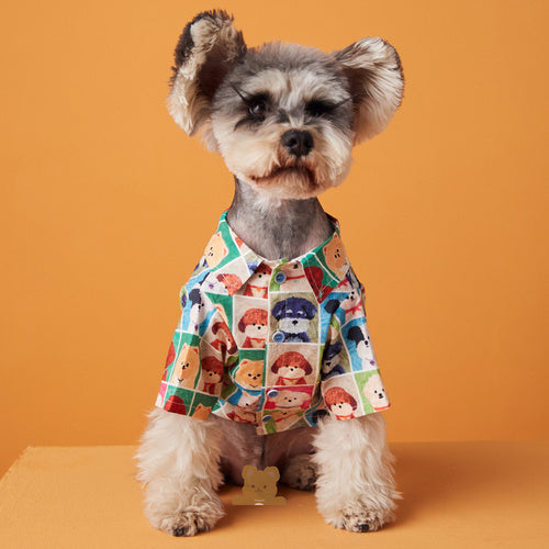 Thin Puppy Cute Flower Shirt Polka Dot Dress