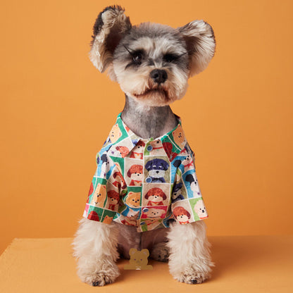 Thin Puppy Cute Flower Shirt Polka Dot Dress