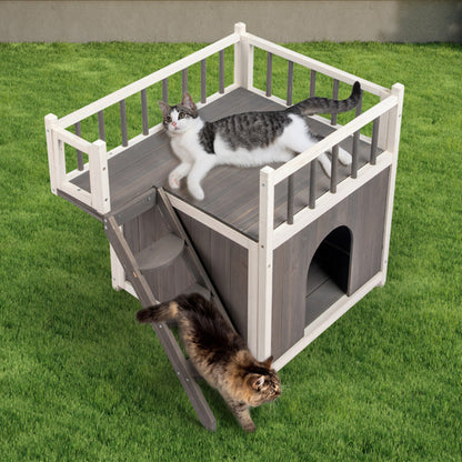 2-Story Wooden Feral Cat House – A Cozy Haven for Your Feline Friends!