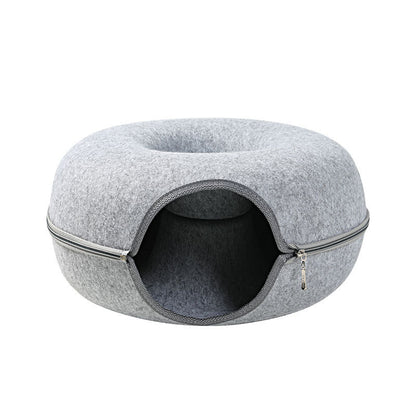 Cat Felt Tunnel Nest – Cozy, Fun, & Washable!