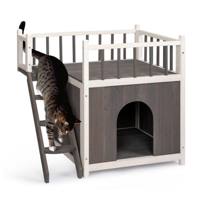 2-Story Wooden Feral Cat House – A Cozy Haven for Your Feline Friends!