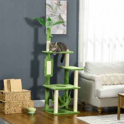 Cat Tree With Hammock, Cat Tower With Scratching Post, Platforms, Play Ball And Anti-tipping Device