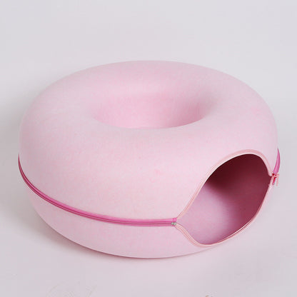 Cat Felt Tunnel Nest – Cozy, Fun, & Washable!