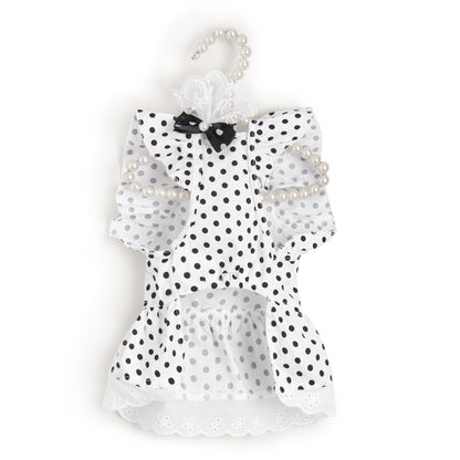 Polka Dot Pet Dress with Headband – Adorable & Stylish Outfit! ✨