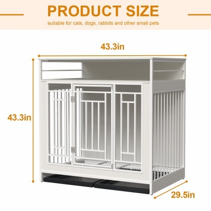 43.3” Large Wooden Dog Cage Furniture – Stylish & Functional Pet House!