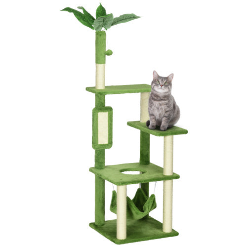 Cat Tree With Hammock, Cat Tower With Scratching Post, Platforms, Play Ball And Anti-tipping Device